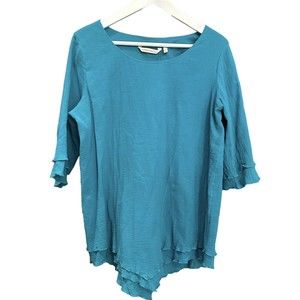 New Soft Surroundings Siesta Key Tunic Crinkle Gauze Top Womens Small‎ Coastal